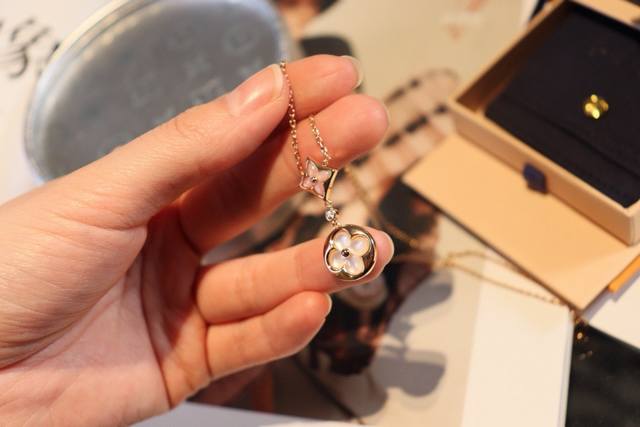 Color Blossom Necklace Pays Homage To The Monogram Floral Pattern. White And Pin