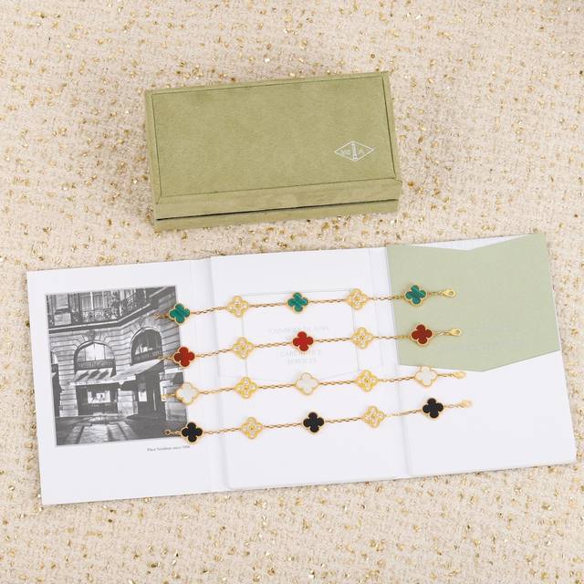 Green Other Colors Available In Our Collection: Five-Flower Diamond-Studded Brac
