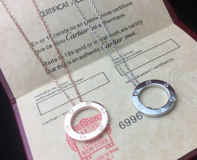 Cartier Classic Love Round Ring Necklace, Authentic 1:1 Custom-Made, Comparable