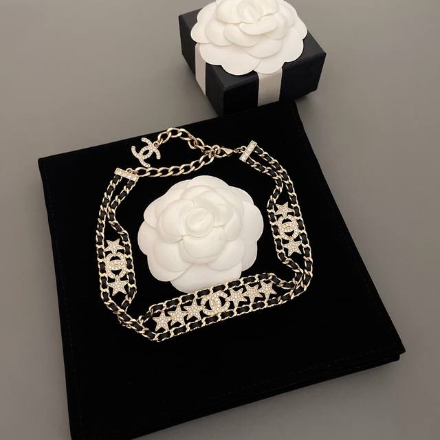 Our Product: Black Leather Chain Star Choker Z 16500, A Price Worth Every Penny!