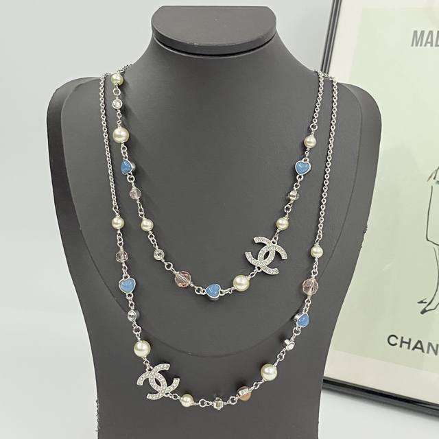 Chanel Necklace Hot New Arrival Chan 25 Batches Blue And Pink Heart-Shaped Diamo