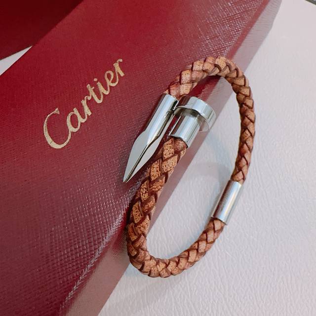 Cartier Bracelet In V-Gold Calfskin Leather Series. Perfect Condition, Flawless