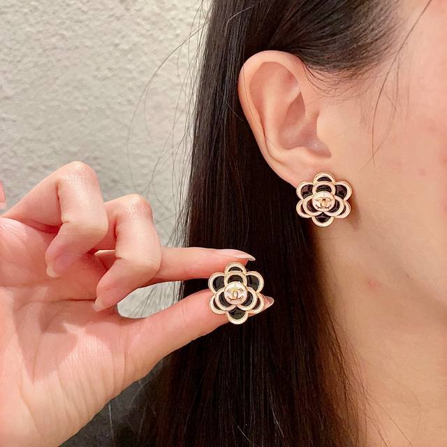 Chanel Camellia Double C Earrings