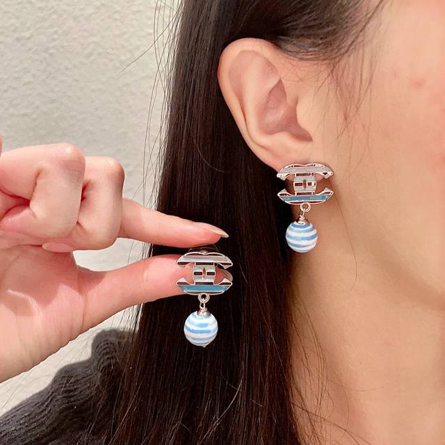 Chanel Double C Color-Block Earrings