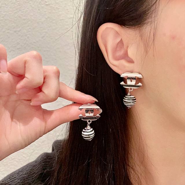 Chanel Double C Color-Block Earrings