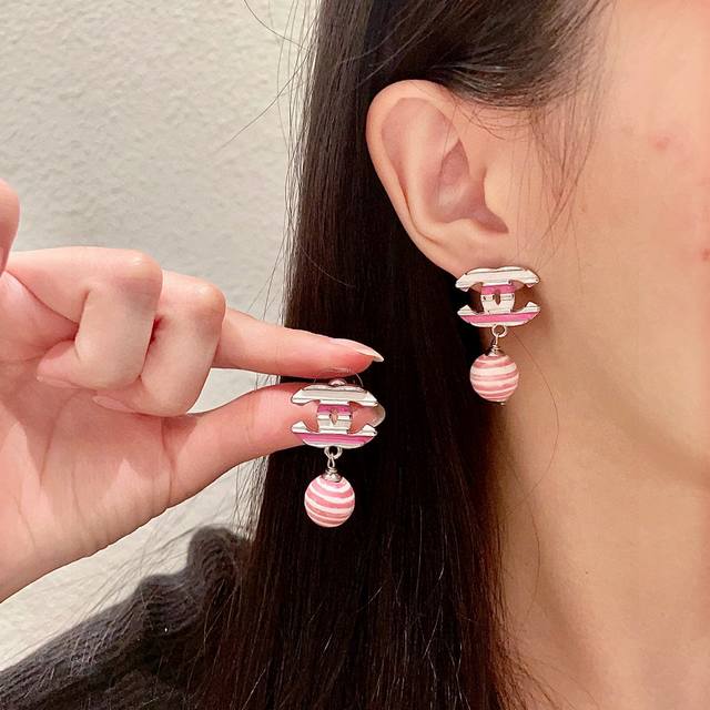 Chanel Double C Color-Block Earrings