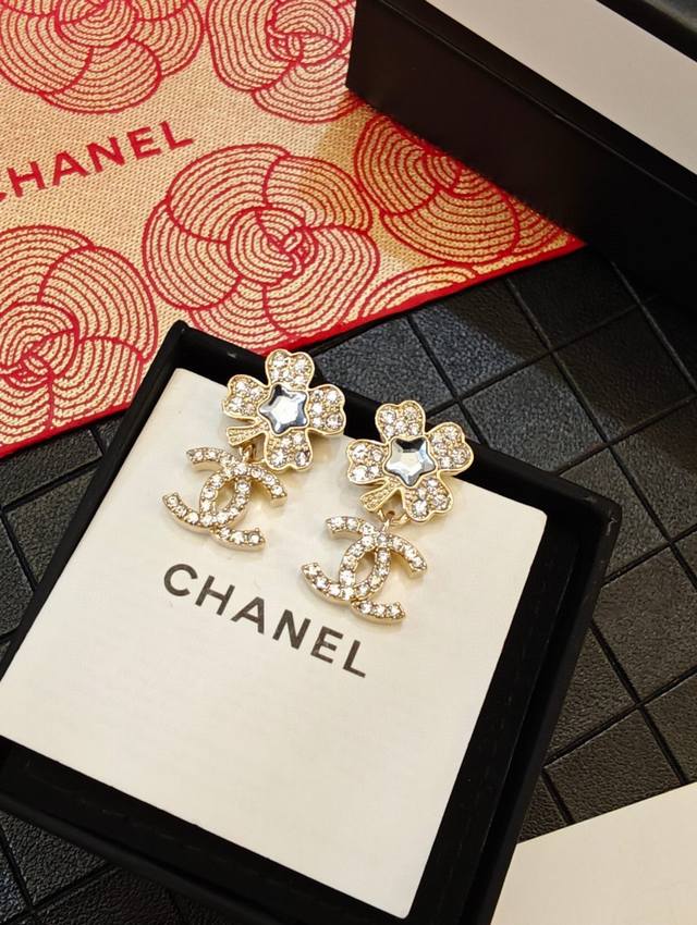 Chanel Earrings Hot New Arrival Chan 25P Four-Leaf Clover Five-Pointed Star Doub