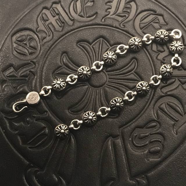 High-Quality Chrome Hearts Cross Flower Ball Bracelet, Original Horseshoe Clasp,