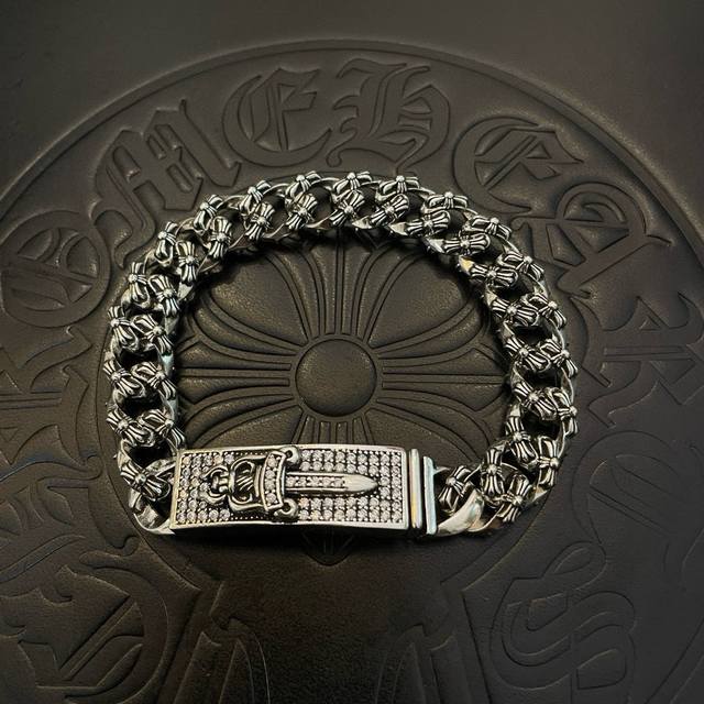 Store-Quality Chrome Hearts Classic Retro Cross Flower Full Diamond Sword Bracel