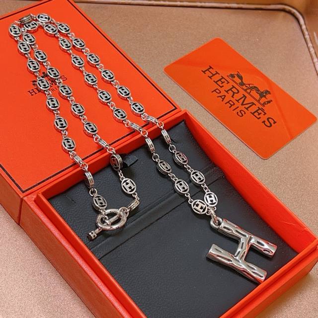 Hermes Hermes Necklace H Disk Series Jewelry Imported Custom-Made. High-End Chai