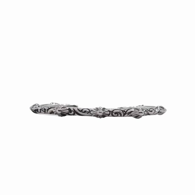 Chrome Hearts Cross Vine Bracelet Pure Silver Material, Vintage-Inspired Finish,