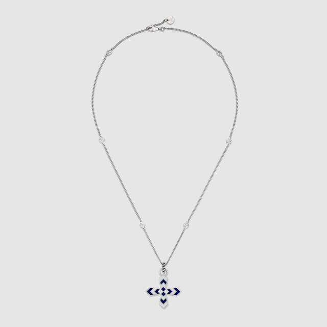 Gucci Gucci Cross Pattern Enamel Pendant Necklace, European And American Fashion