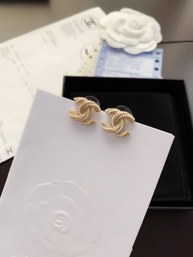 Ch*Nel Latest Twisted Pearl Cc Stud Earrings, Zp Material