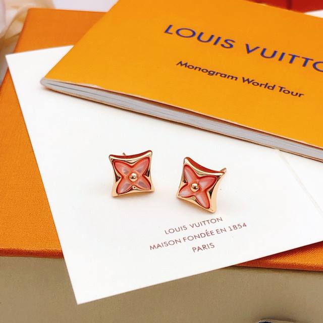 Id Led0296 Lv*Latest Rose Gold Pink Mother-Of-Pearl Earrings, Zp Brass Material