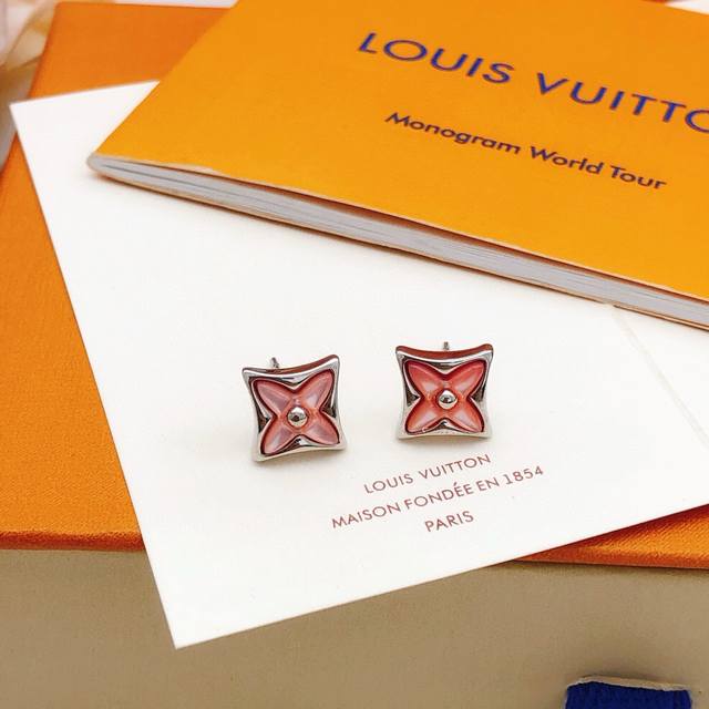 Id Led0295 Lv*Latest Silver Pink Mother-Of-Pearl Earrings, Zp Brass Material