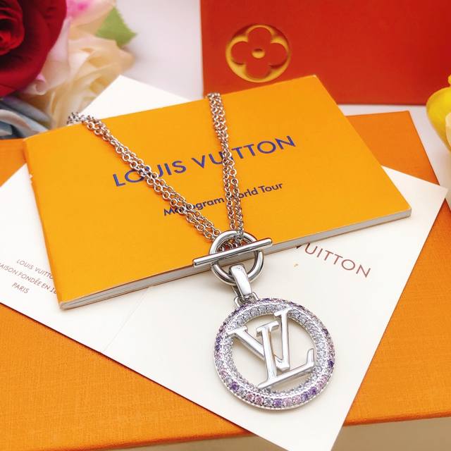 Id Lxl0075 Lv*Latest Color Diamond Round Necklace, Zp Brass Material