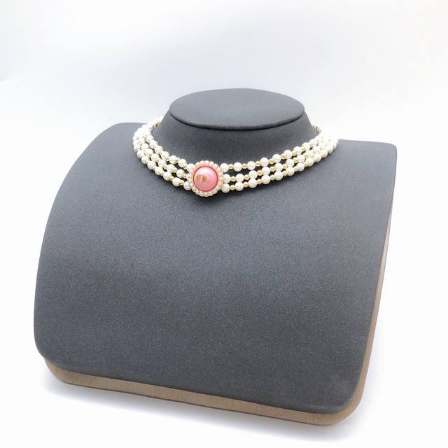 Model Number Dxl0041 Dio* Latest Pink Multi-Layer Pearl Necklace, Zp Brass Mater