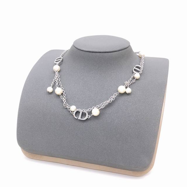 Id Dxl0195 Dio*Latest Silver Pearl Fringe Necklace Consistent Zp Brass Material