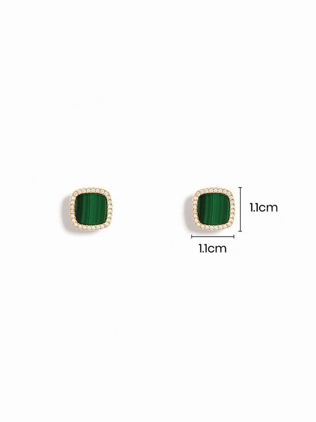 Apm Monaco Malachite Stud Earrings With A Simple And Fashionable Design, Perfect