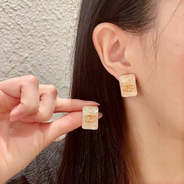 Chanel Candy-Colored Double C Stud Earrings
