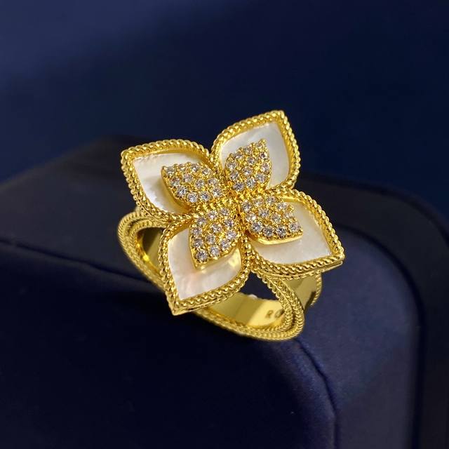 New Arrival Ring Roberto Coin Keying Four-Petal Flower Four-Leaf Flower Ring Bra