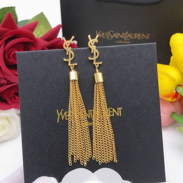Yed0027 Saint Laurent Ysl Fringe Earrings High-End Quality, Same Material As In-