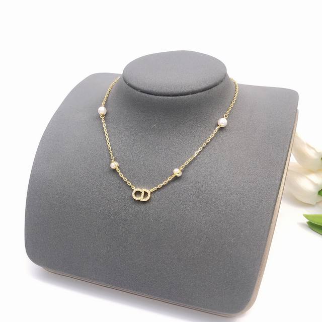 Code Dxl0005 Dior Dior Original New Arrival Cd Letter Pearl Necklace High-End Qu