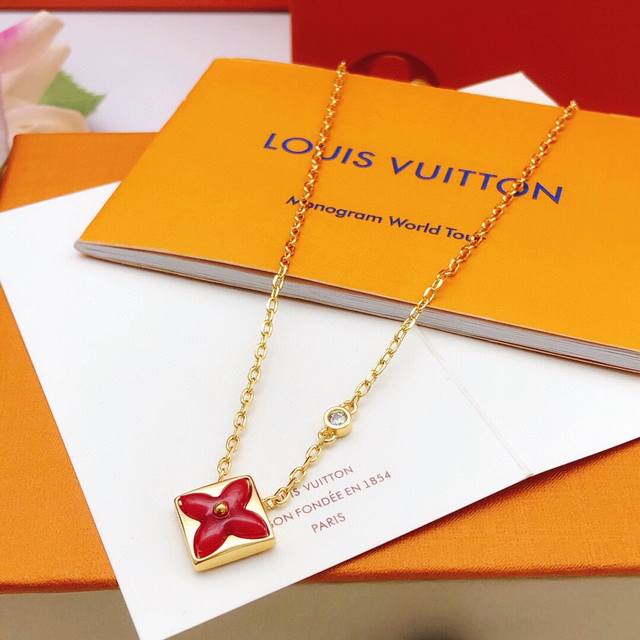 Id Lxl0178 Lv*Latest Red Pearl Necklace, Consistent Zp Brass Material