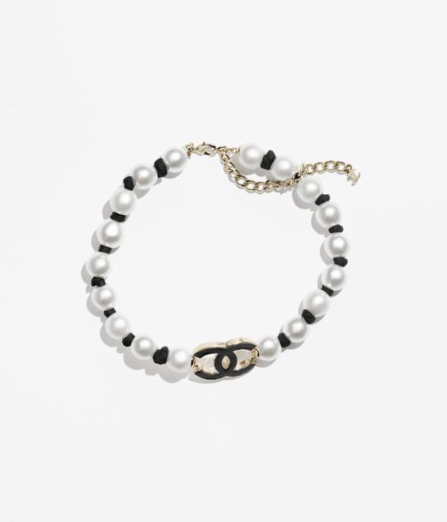 Chanel 25C Double C Pearl Necklace, 25C Early Spring New Arrival Necklace An Abs