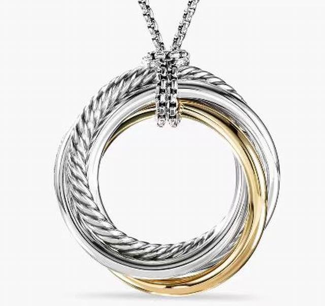 David Yurman 37Mm Four-Ring Color-Block Necklace. Chain Thickness: 1.5Mm, Adjust
