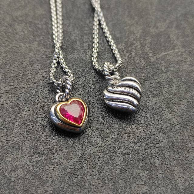 New Arrival David Yurman 17Mm X 11Mm Heart-Shaped Red Diamond Necklace. Chain Th
