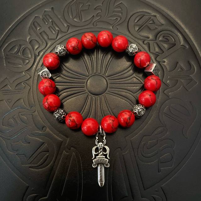 New Arrival, Boutique Quality Chrome Hearts Classic Retro Multi-Element Red Turq