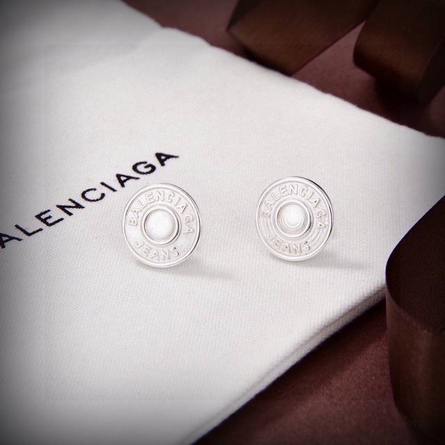 Authentic New Arrivals Balenciaga New Ear Studs, Same As Store, Brass Material W