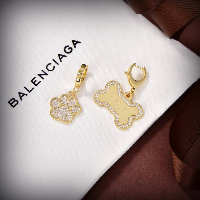 Authentic New Arrivals Paris Balenciaga New Earring Set, Same As In-Store, Brass