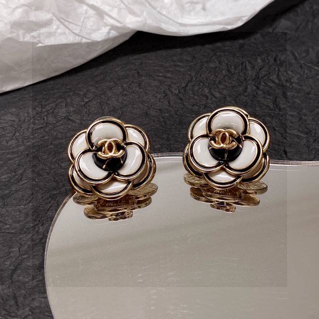 Chanel New Version Camellia Ear Studs Authentic Original Design, Identical To Th
