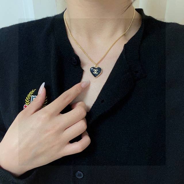 Chanel's Latest Black Heart Double-Sided Necklace Is Made Of Stainless Steel Wit