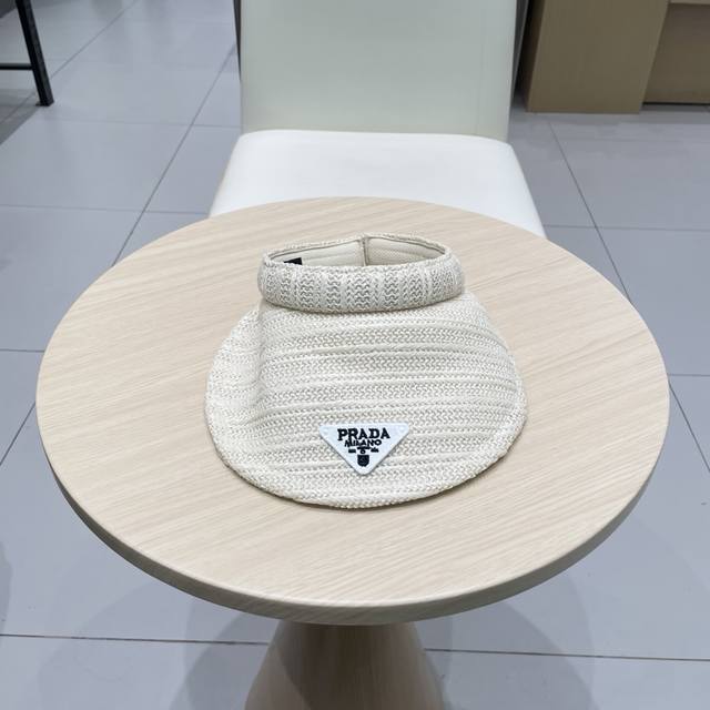 Prada New Straw-Woven Open-Top Hat Sun Protection Style, Enjoy The Sun With Effe