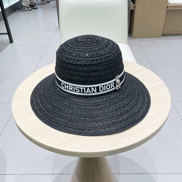 Dior Straw Hat, Lady-Like Bucket Hat, High-Quality Fine Straw Craftsmanship, Cus