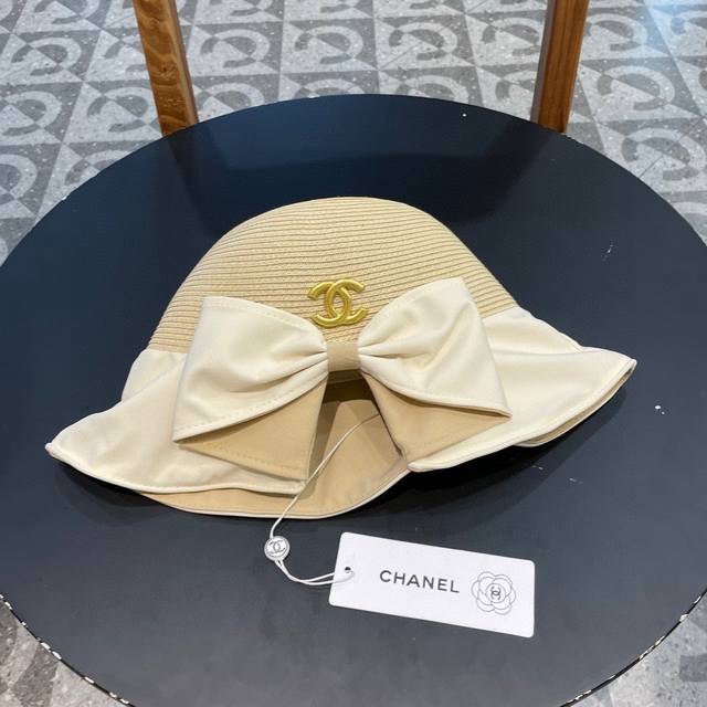 Chanel Elegant Split Bow Fisherman's Hat For Women, Sun Protection, Summer Beach