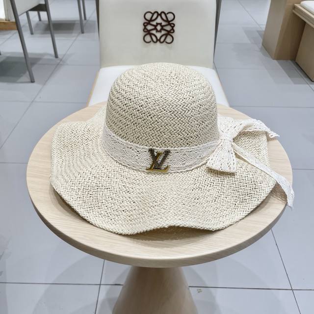 Louis Vuitton Baseball Cap, Louis Vuitton New Lace Bow Straw Hat For Women, Summ
