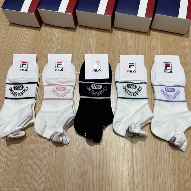 Special Fila New Women's Socks, 5 Pairs Per Box, Jacquard Classic Logo, Ultra-So