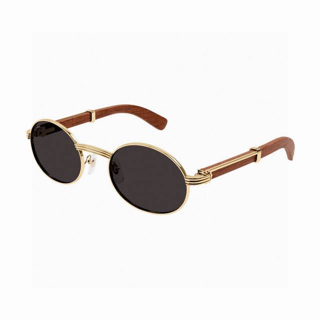 Cartier 2025 New Retro Wood-Textured Round Frame Sunglasses, Trendy And Fashiona