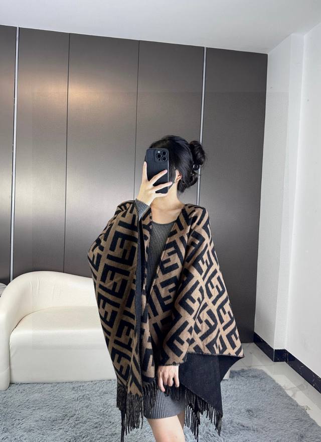 Upgraded Version Now Available! Fendi's Heavyweight Double-Sided Cape Shawl!! Sa