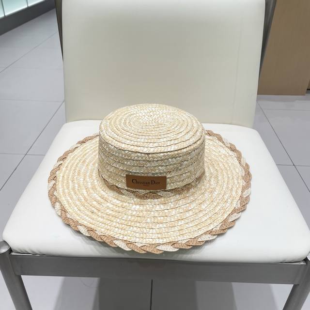 Dior 25 New Straw Hat, Straw And Rattan Combination, Head Circumference 57 Cm, S