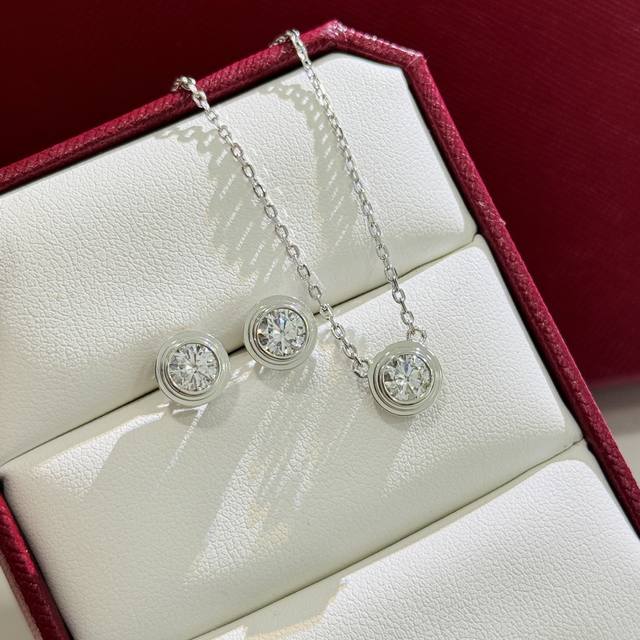 Necklace And Earring Set 100 A2995 Pure Silver Cnc Version, Round Diamond, Flyin