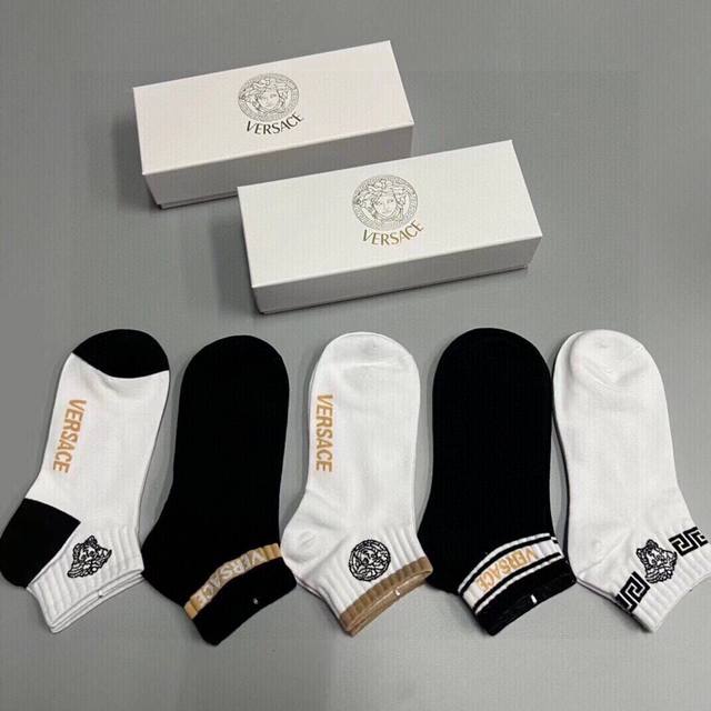 Special Versace Men's New Socks, 5 Pairs Per Box, Made From 100% Cotton, Ultra-S