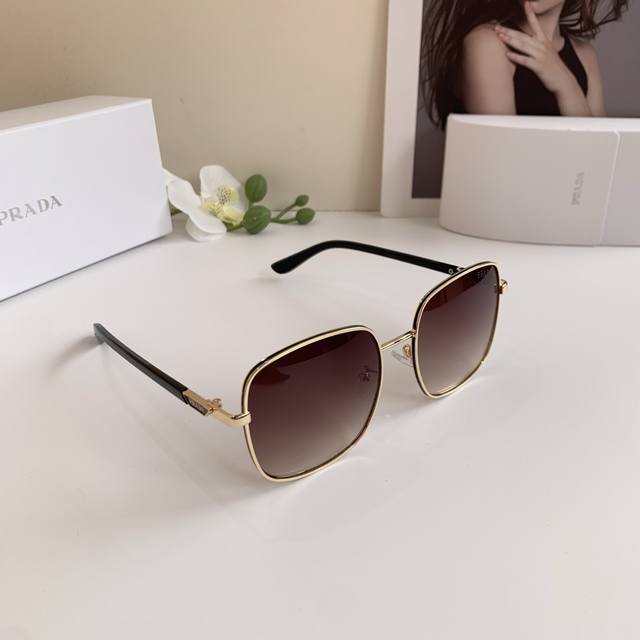 Prada High-End New Metal Frame Sunglasses For Men And Women, Fashionable Casual