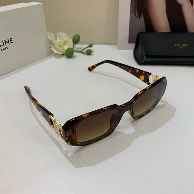Celine Arc De Triomphe Square Frame Large Temple Sunglasses For Men And Women, O