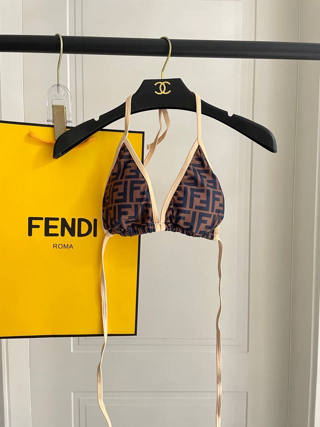 Fendi Two-Piece Swimwear Bikini Set With Letter-Printed Waistband Sports Tank To