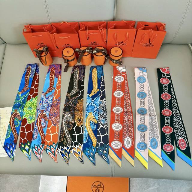Hermes Celebrity Elevator Twilly Silk Scarf Twilly Silk Scarf 100% Silk. This Co